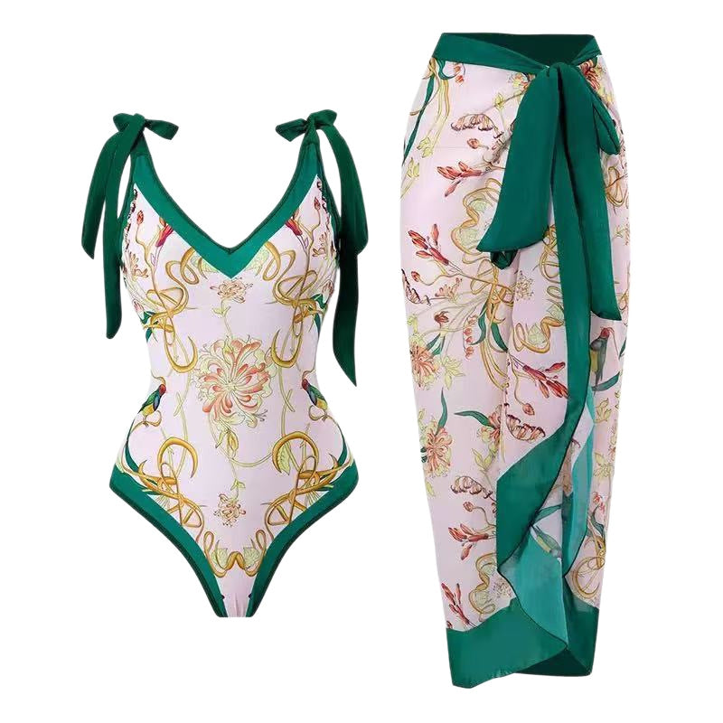 V-neck two-piece swimming set