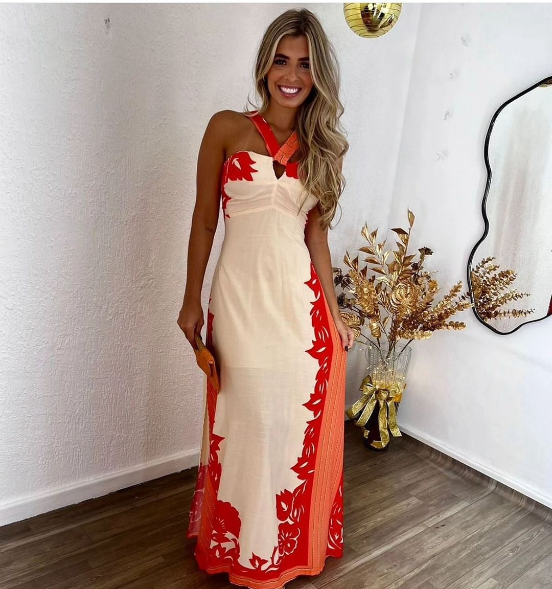 Strapless Sexy Maxi Printed Beach Dress for Women