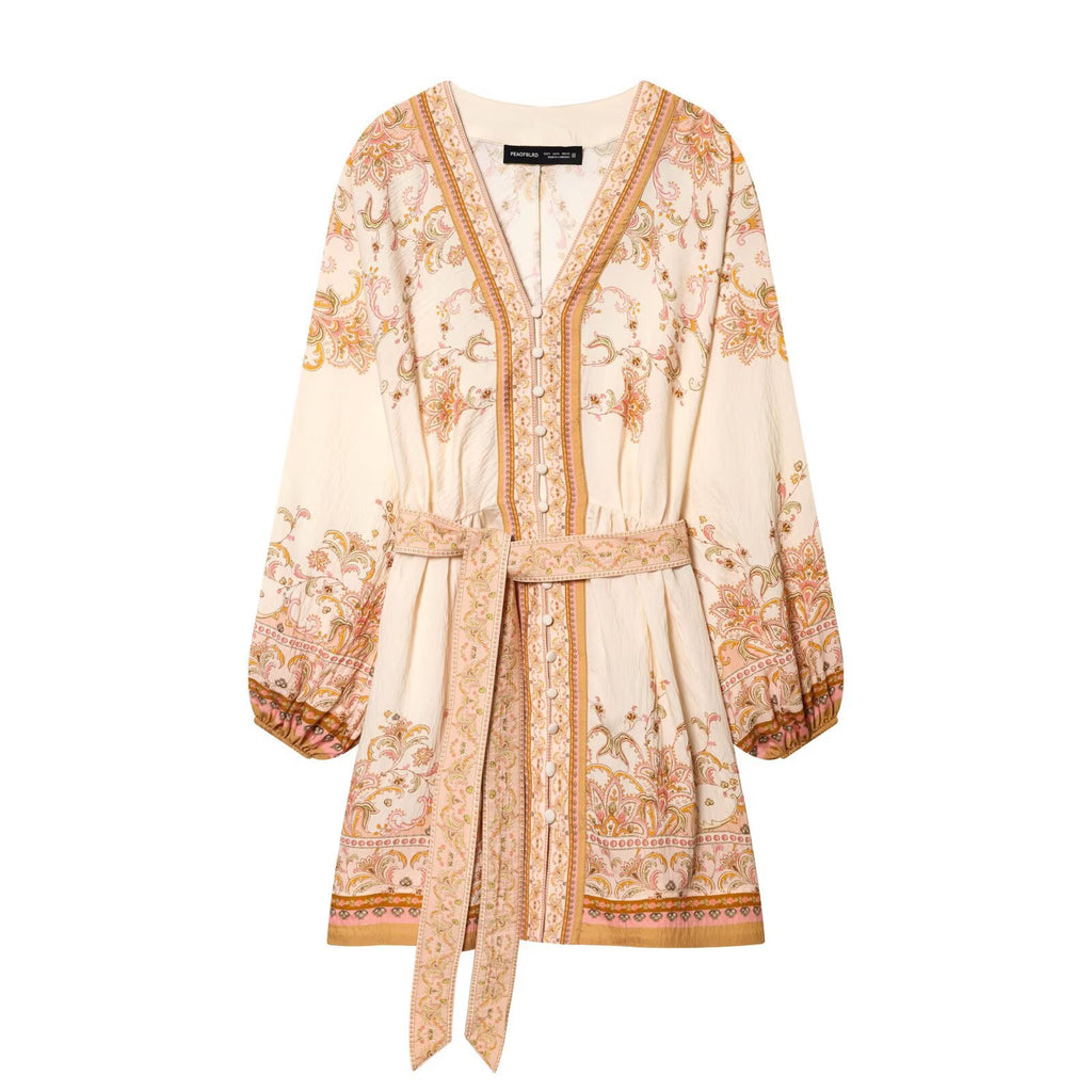 Spring positioning V-neck vacation style dress