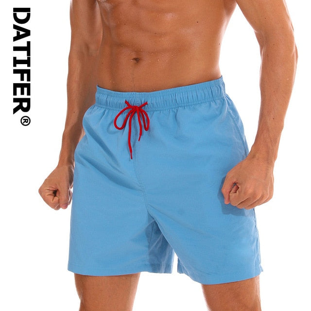 rand Board Shorts Men Breathable Sport Swimming Shorts Solid Color Elastic Waist Beach Shorts