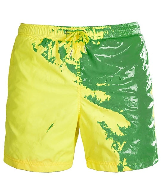 Water Changing Beach Pants Men's Quick Dry Large Size Swimming Pants Warm Color Changing Shorts Men's Swimming Pants