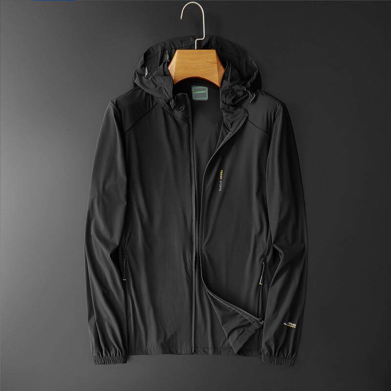 Summer Lightweight Ice Silk Men's Sun Protection Jacket, Ultra-Thin Breathable Quick-Dry Outdoor Hooded Fishing Big Size Sun Shield Coat