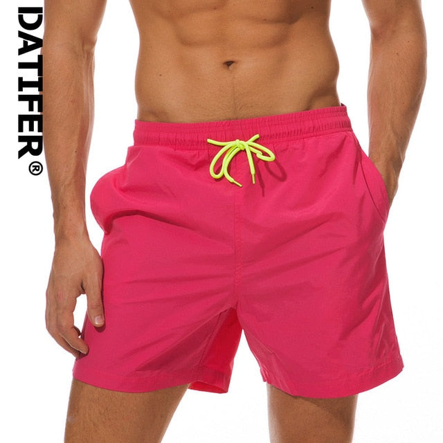 rand Board Shorts Men Breathable Sport Swimming Shorts Solid Color Elastic Waist Beach Shorts