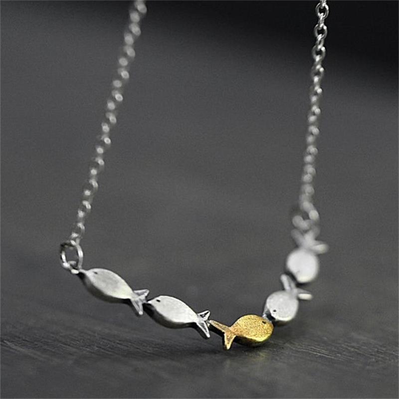 Fashion Silver Color Women Necklaces Creative Swimming Fish Necklace Gift For Her Temperament Jewelry