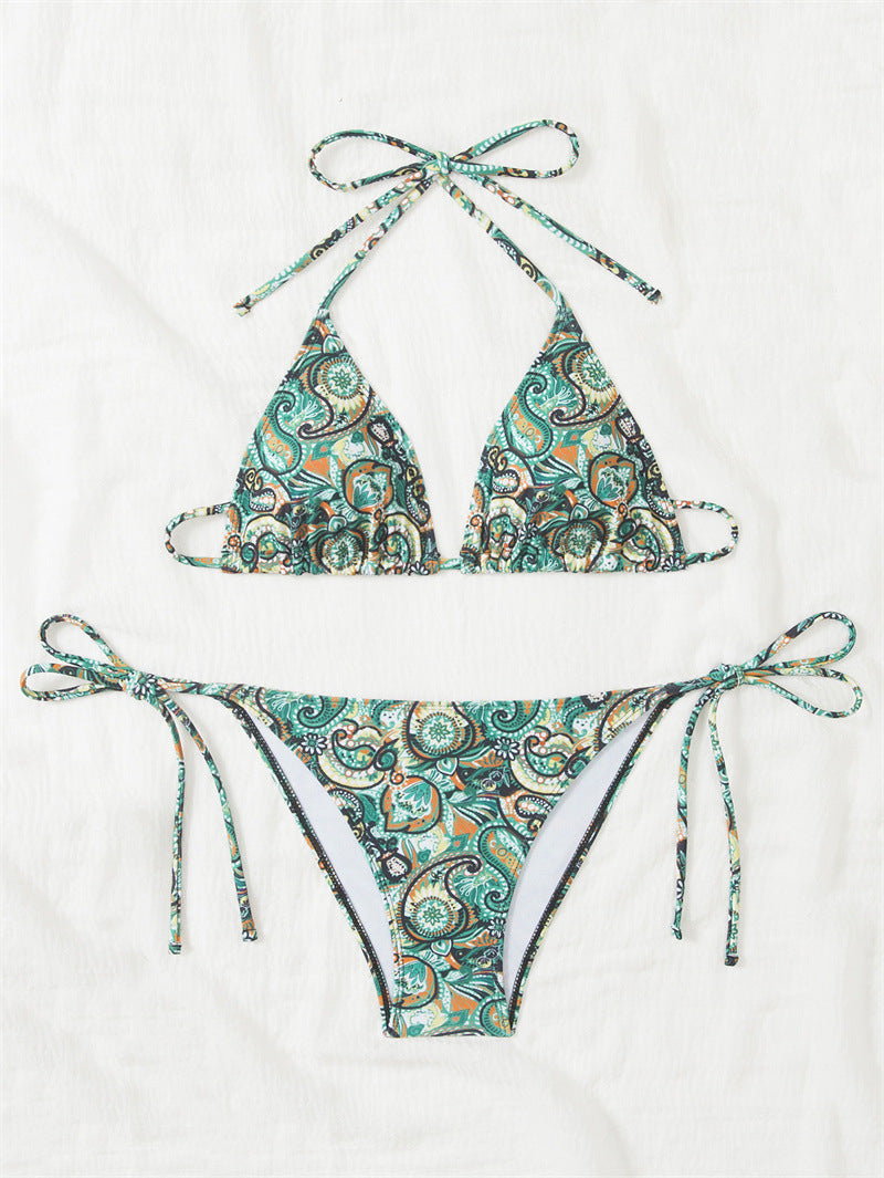 Sexy Printed Triangular Bikini Swimwear for Beach Vacation