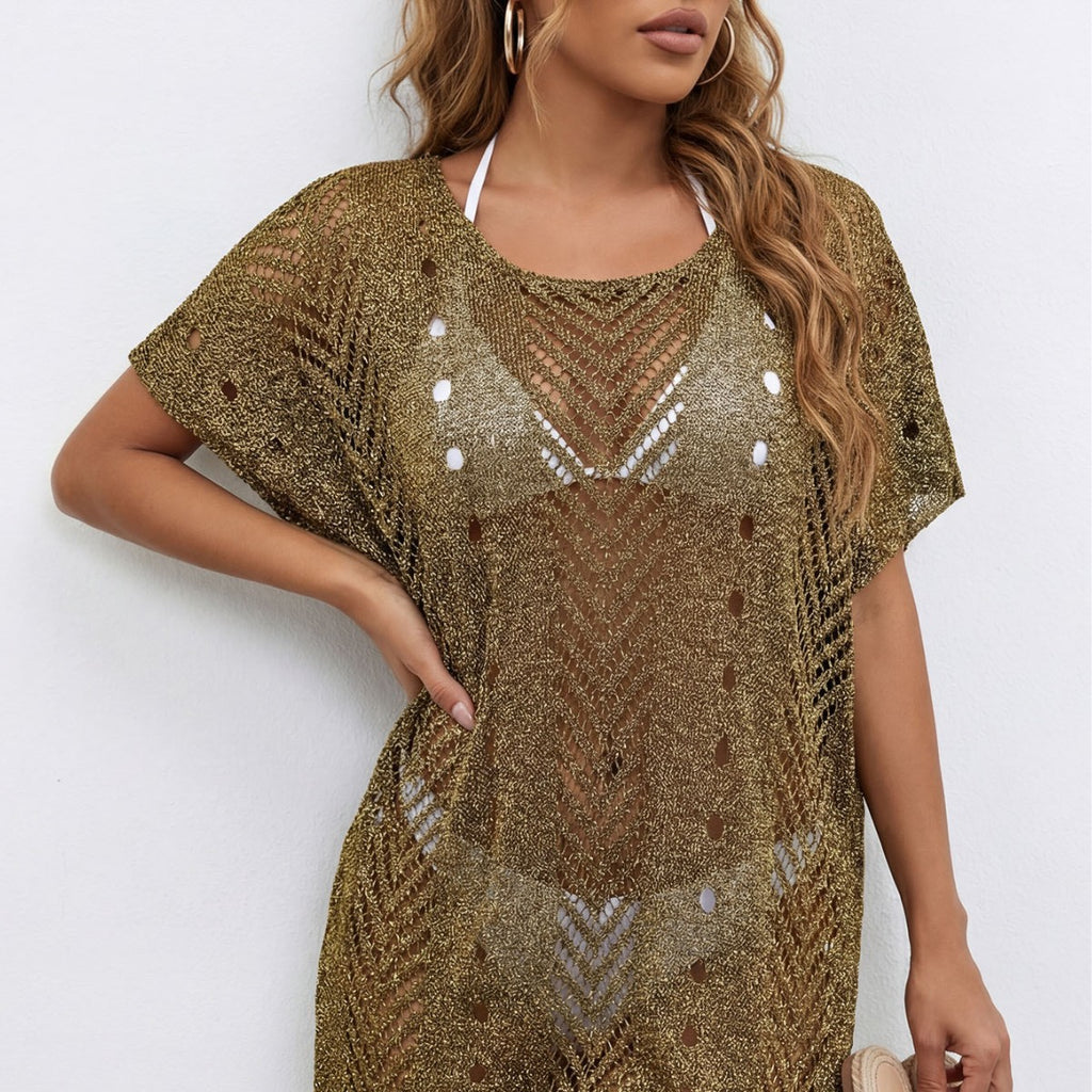 beach cover up dress women's sexy shiny thread beach bikini cover-up