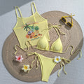 Tropical Fruit Print Halter Bikini Sexy Vacation Style