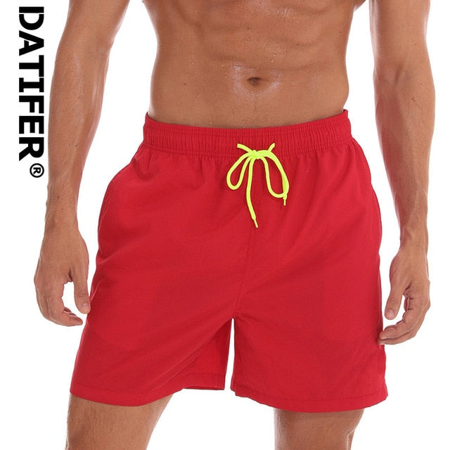 rand Board Shorts Men Breathable Sport Swimming Shorts Solid Color Elastic Waist Beach Shorts