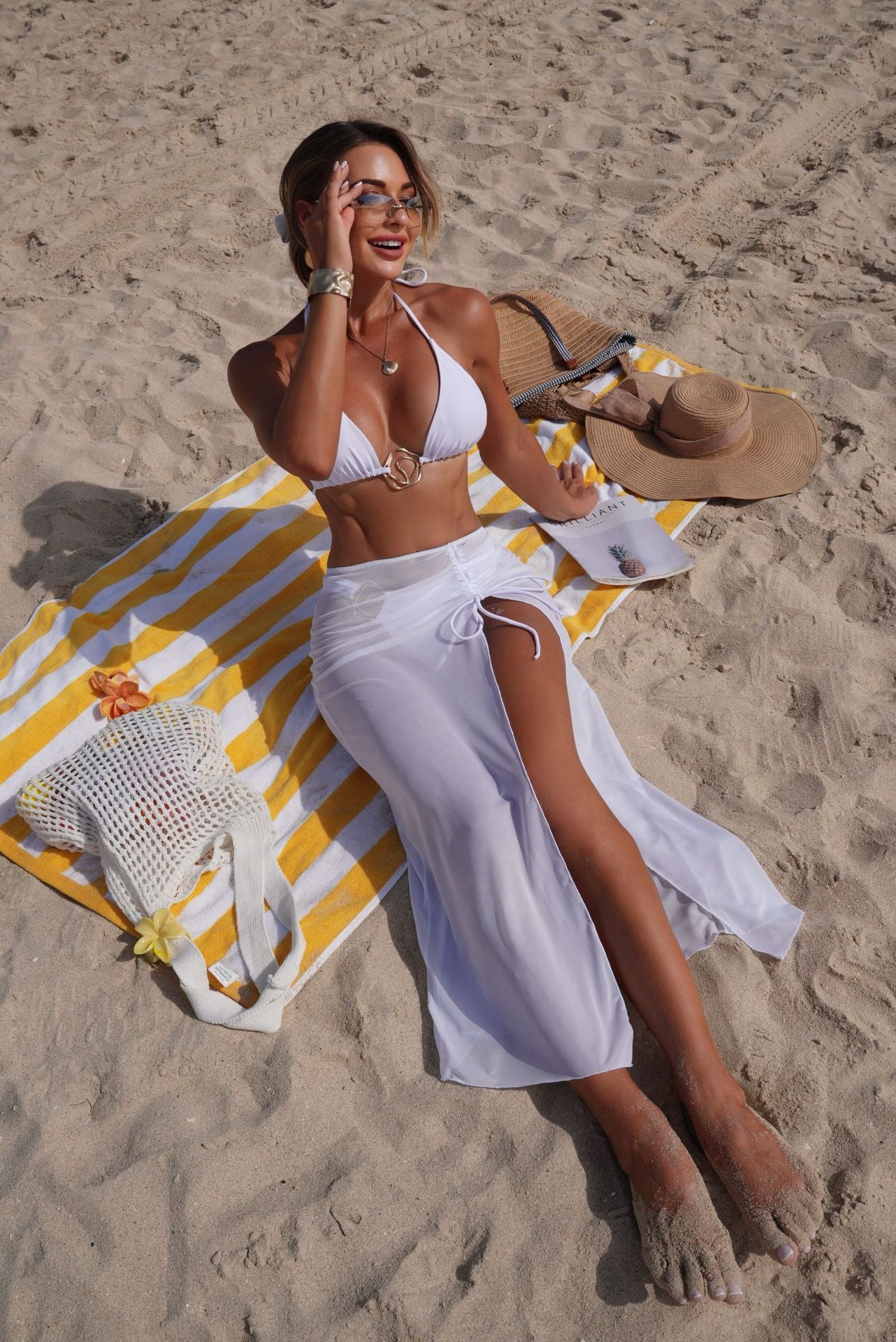 Solid Color Beach Sun Protection Mesh Dress