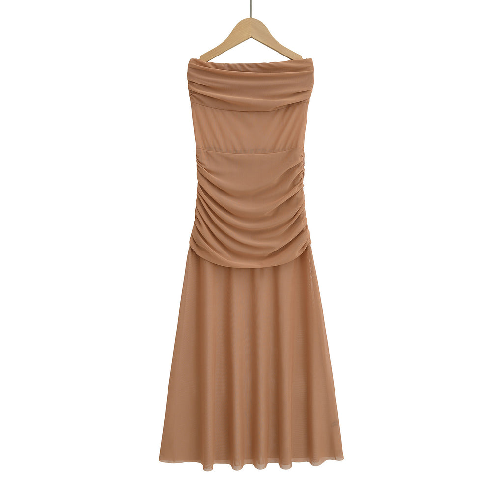 Chiffon Strapless Dress for Beach Vacation