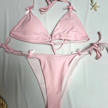 Swimsuit Split Resort Beach Solid Color Strap