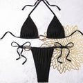 Solid Color Tie-up Bikini Beach Female