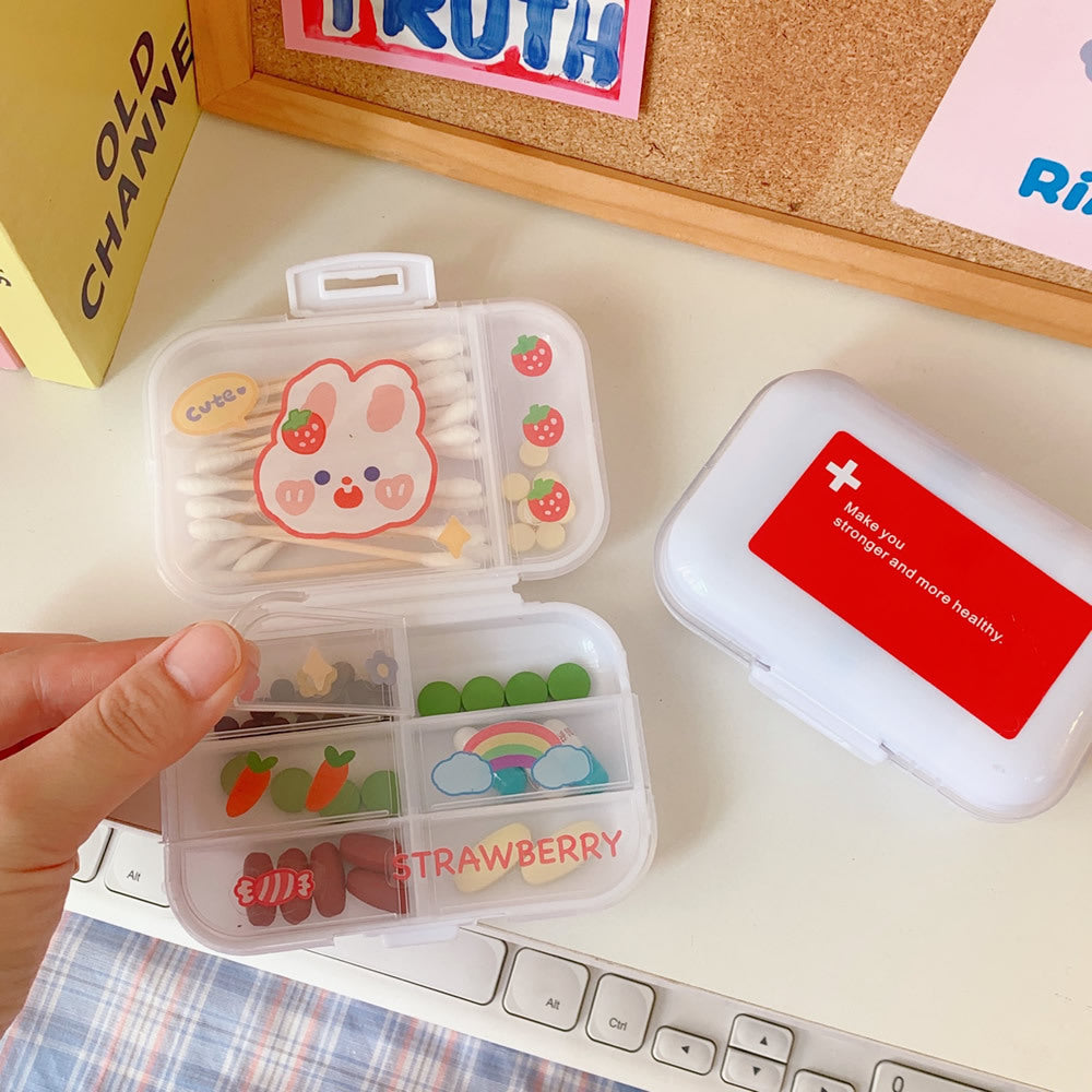 Portable Home Separated Pill Box Travel Mini Box Storage Box Transparent Pill Box Cute Storage Bo