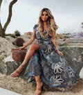 Bohemian New Print Dress Beach Women's Casual Vacation Swing Dress