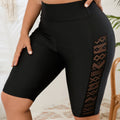 High waisted sexy side hollow lace swimming shorts