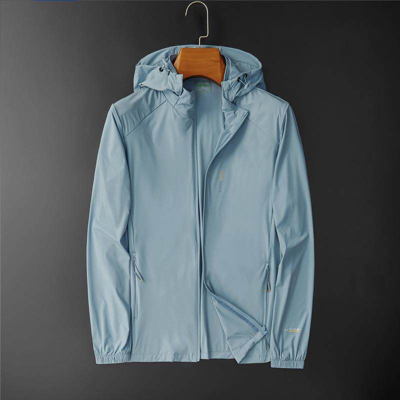 Summer Lightweight Ice Silk Men's Sun Protection Jacket, Ultra-Thin Breathable Quick-Dry Outdoor Hooded Fishing Big Size Sun Shield Coat