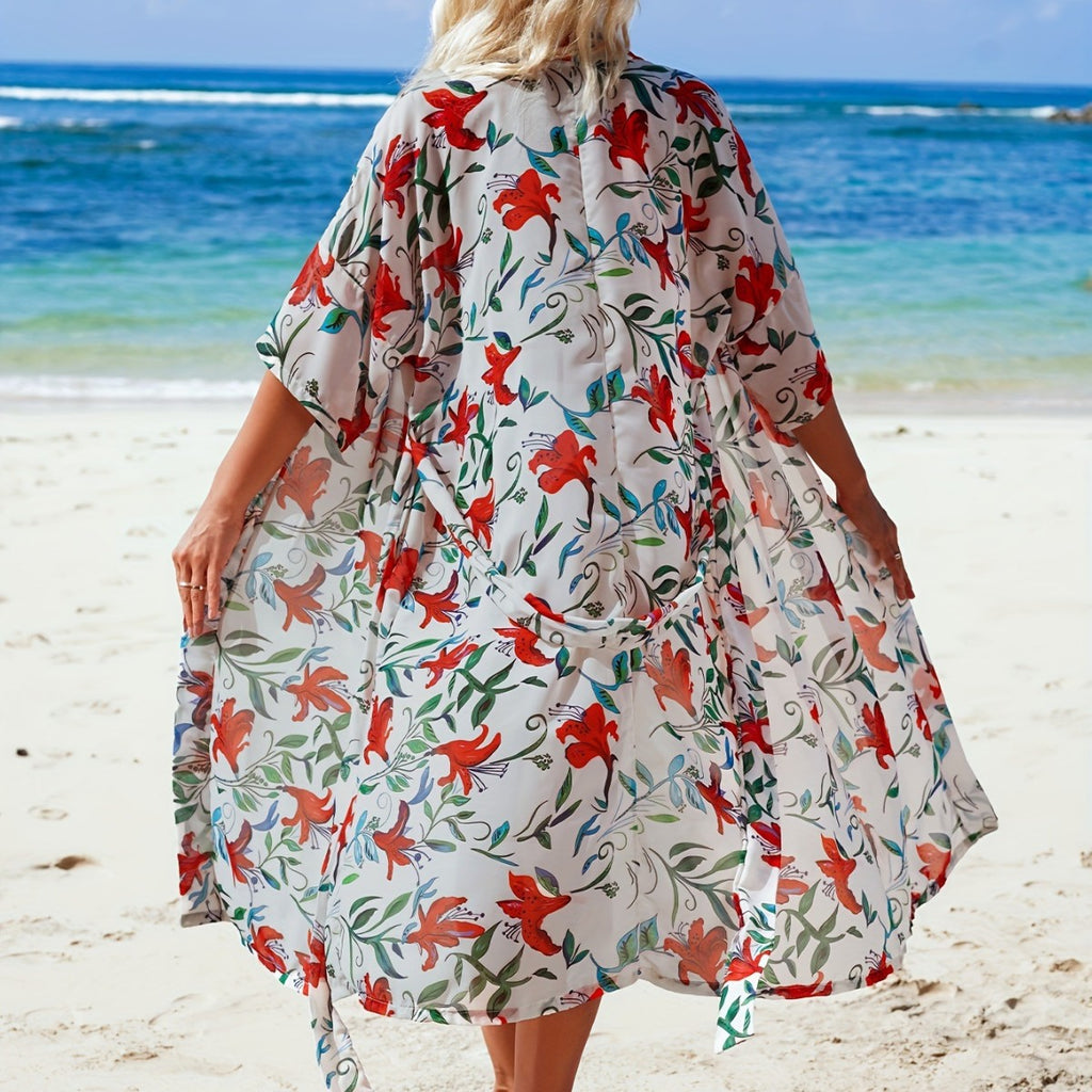 Beach style women's printed chiffon beach cover shirt sun protection clothes cardigan