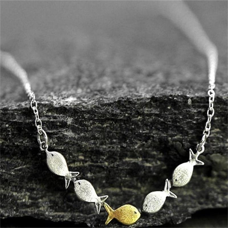 Fashion Silver Color Women Necklaces Creative Swimming Fish Necklace Gift For Her Temperament Jewelry