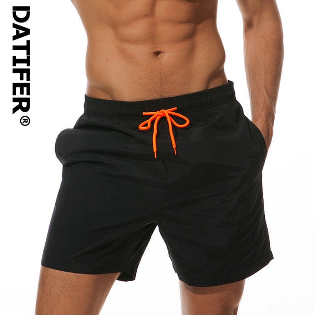 rand Board Shorts Men Breathable Sport Swimming Shorts Solid Color Elastic Waist Beach Shorts
