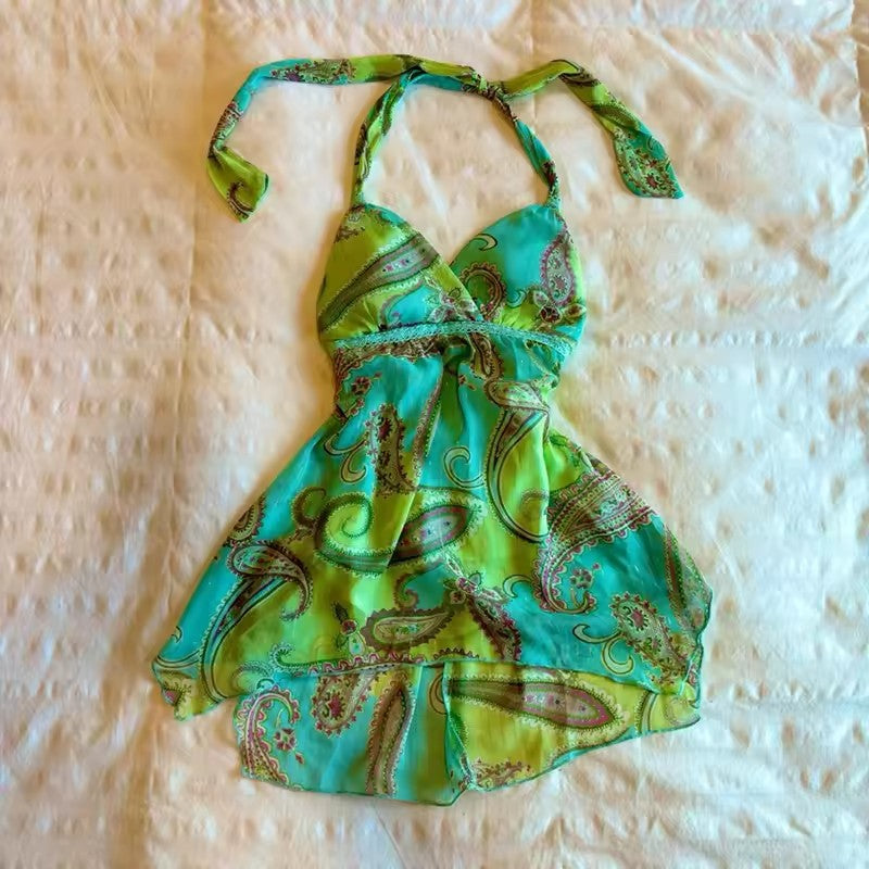 Floral Print  Beach Comfortable and Sexy Halter Dress