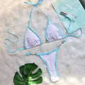 Bikini patchwork metal accessories pearl women's split swimming