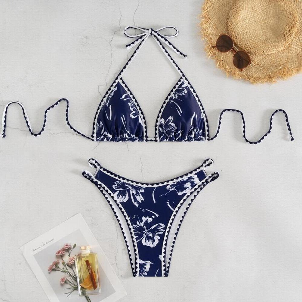 Swimsuit split vacation seaside sexy print