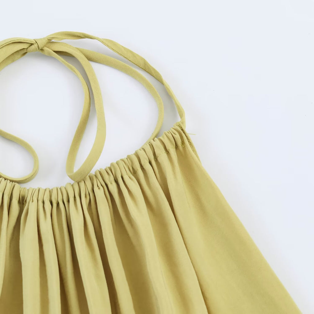 Vacation style hanging neck collar dress