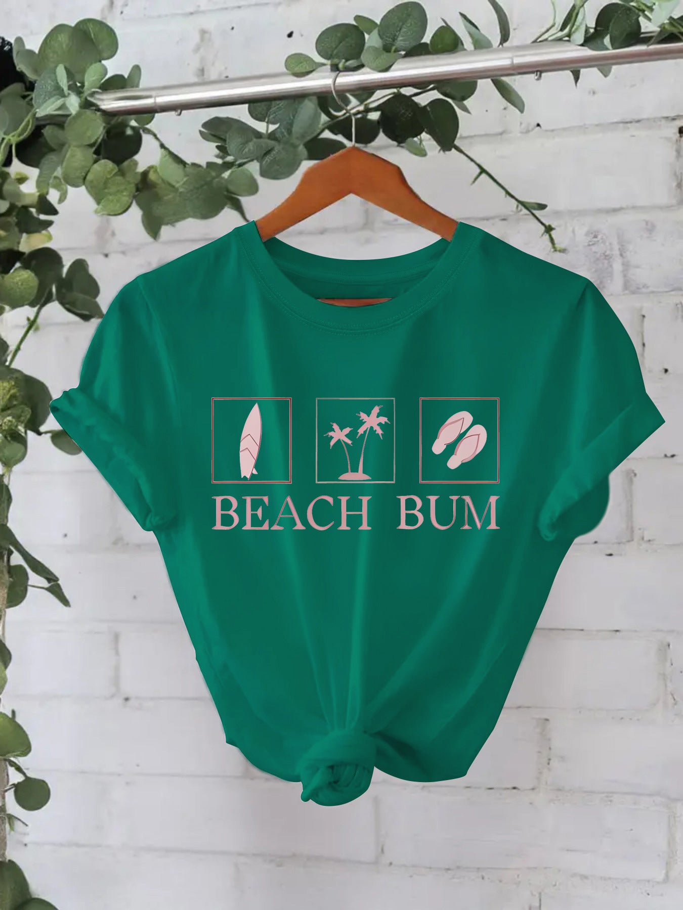 Beach beach pattern round neck short sleeved shirt
