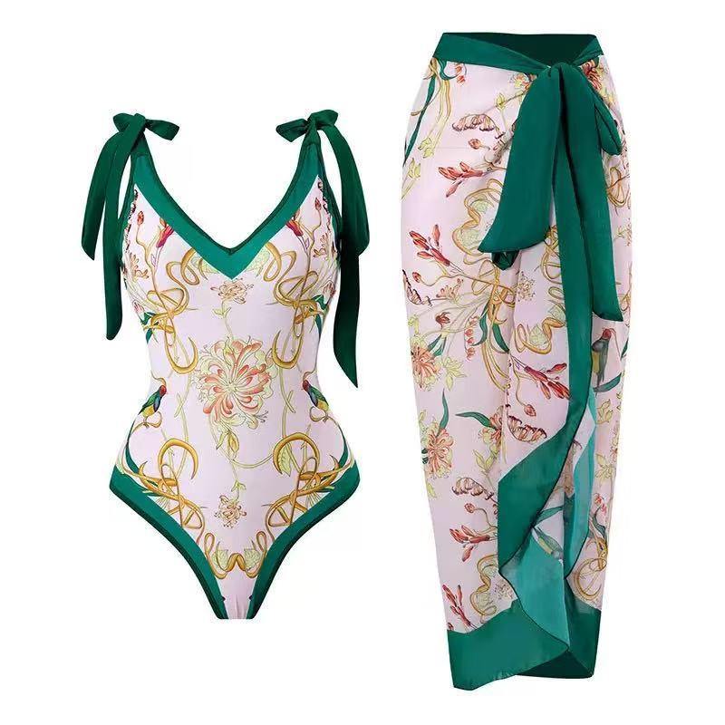 V-neck two-piece swimming set