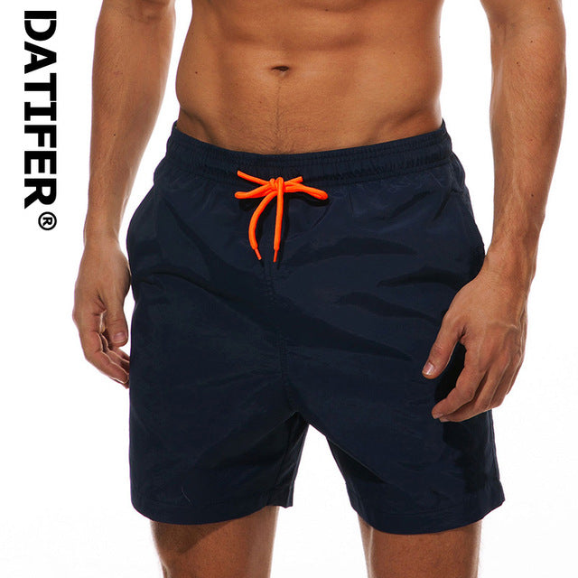 rand Board Shorts Men Breathable Sport Swimming Shorts Solid Color Elastic Waist Beach Shorts