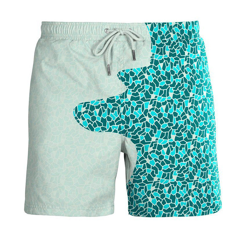 Water Changing Beach Pants Men's Quick Dry Large Size Swimming Pants Warm Color Changing Shorts Men's Swimming Pants