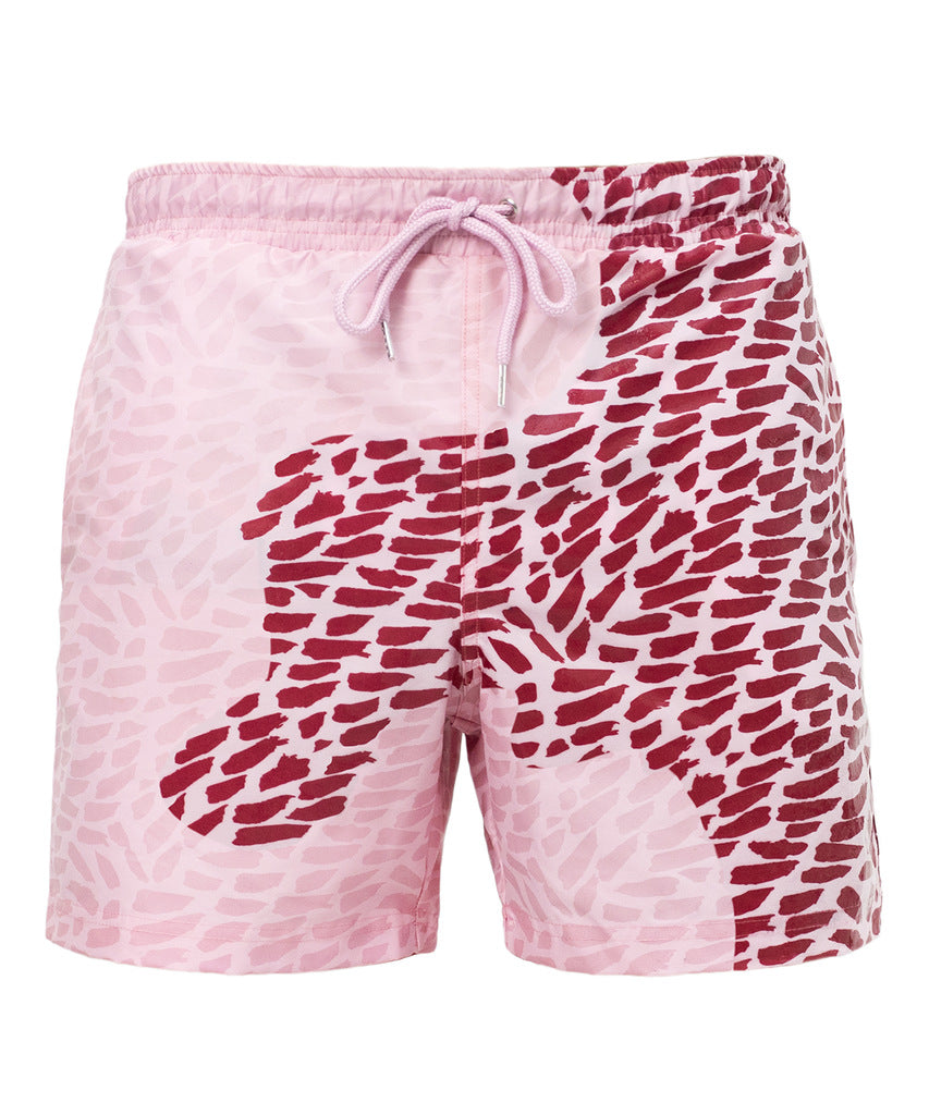 Water Changing Beach Pants Men's Quick Dry Large Size Swimming Pants Warm Color Changing Shorts Men's Swimming Pants