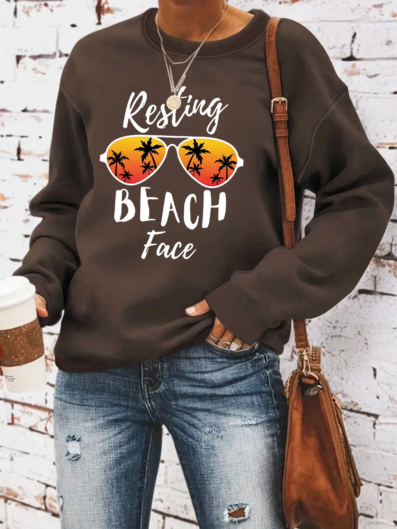Resting BEACH Face Hoodie for Women