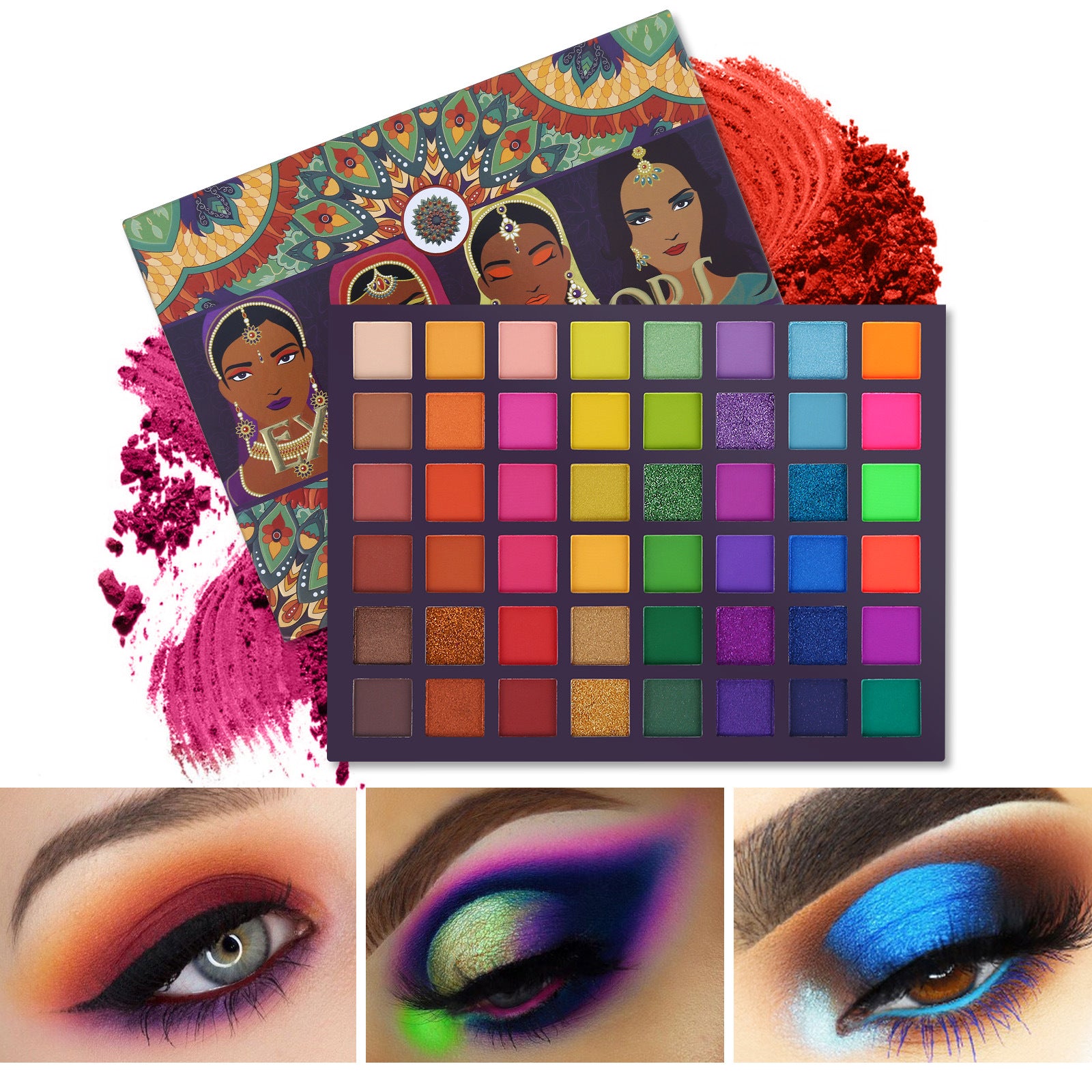 UCANBE 48 Colors Exotic Eyeshadow Palette Shimmer Matte Color Stage Eye Makeup Palette