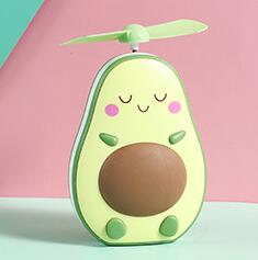2020 New avocado small usb rechargeable lamp portable lovely night light makeup mirror mini fan lamp