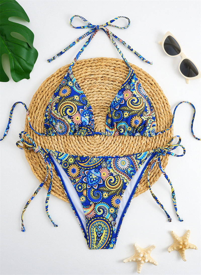 Sexy Printed Triangular Bikini Swimwear for Beach Vacation