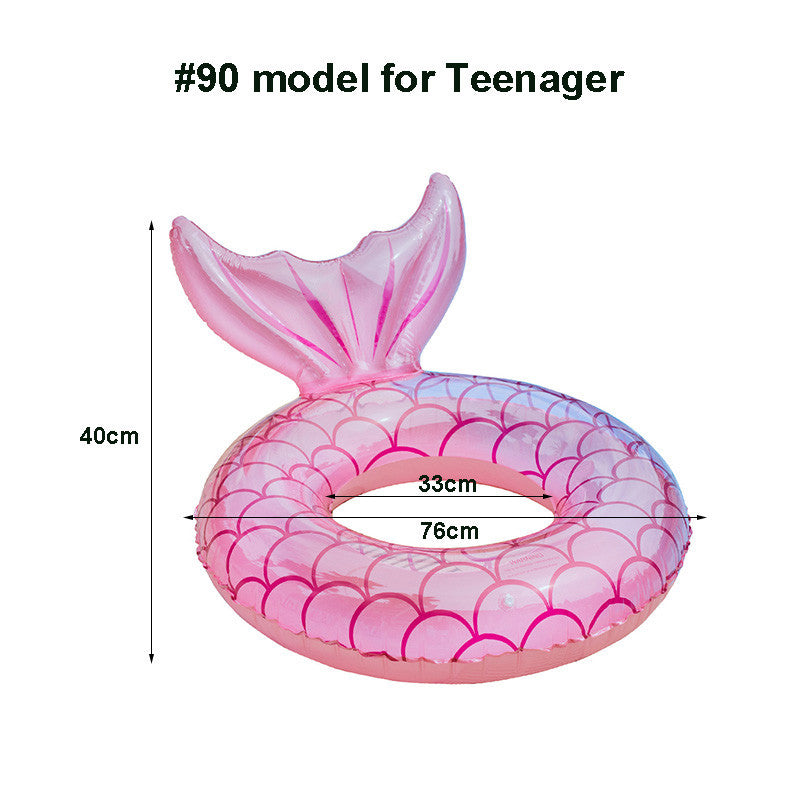 Swimming Ring Mermaid with Backrest Inflatable Swimming Ring Pool Floaters Water Play Tube Mattress Toys for Adult Kids