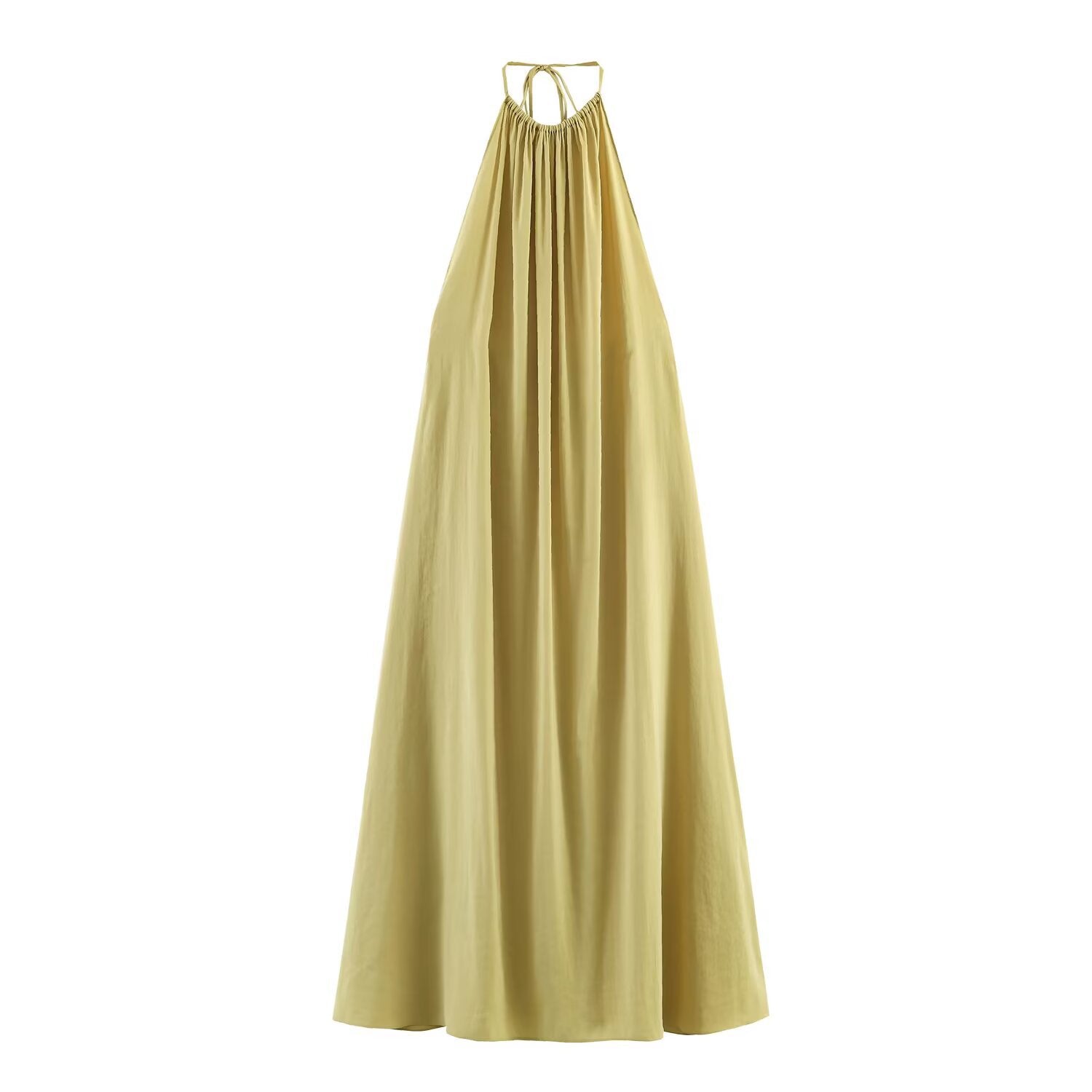 Vacation style hanging neck collar dress