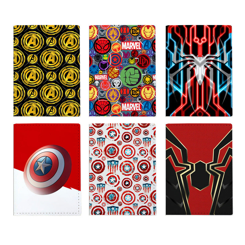 Super Hero Multi functional Passport Bag Printed Travel Passport Clip PU Document Protection Cover