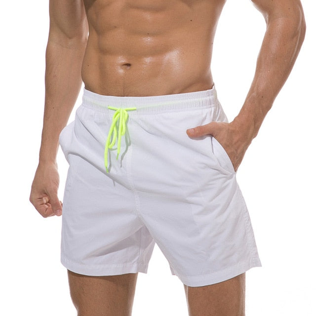 rand Board Shorts Men Breathable Sport Swimming Shorts Solid Color Elastic Waist Beach Shorts