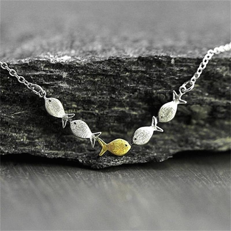 Fashion Silver Color Women Necklaces Creative Swimming Fish Necklace Gift For Her Temperament Jewelry
