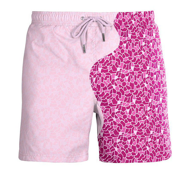 Water Changing Beach Pants Men's Quick Dry Large Size Swimming Pants Warm Color Changing Shorts Men's Swimming Pants