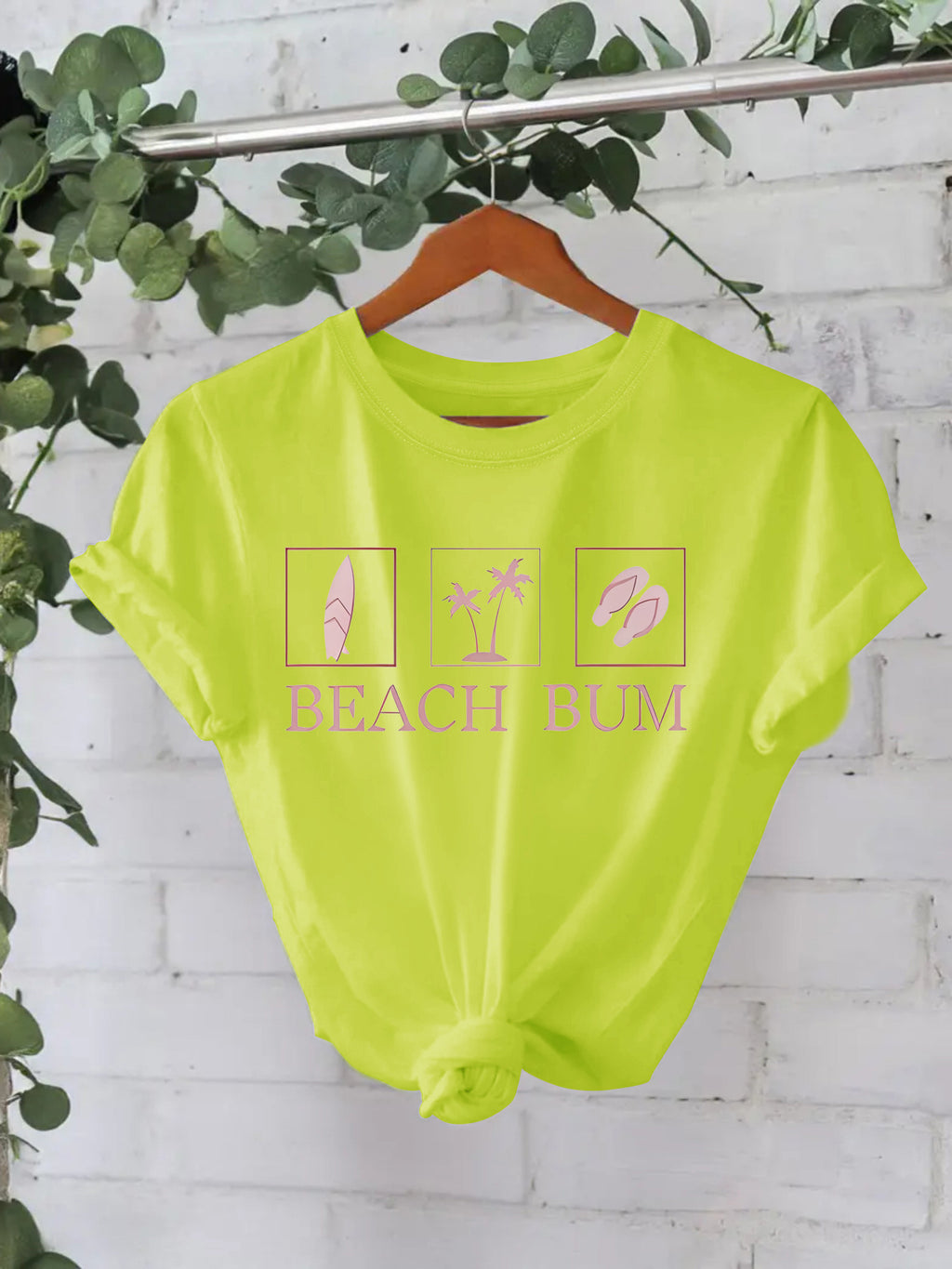 Beach beach pattern round neck short sleeved shirt