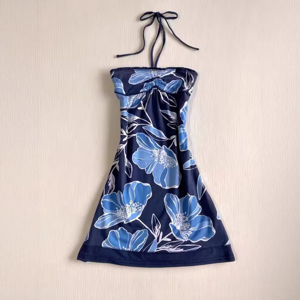 Floral Print  Beach Comfortable and Sexy Halter Dress