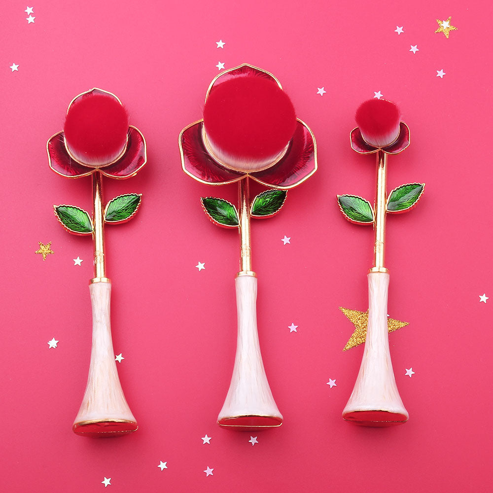 Midi Fox 3 Roses Makeup Brush Set Beauty and the Beast Original Design European and American Movie Peripherals