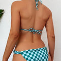 Swimsuit Split Vacation Sexy Checkered Neck Strap
