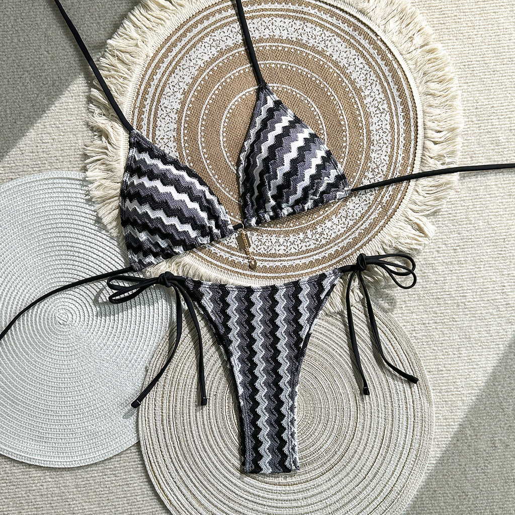 gradient striped bikini beach swimwear for women