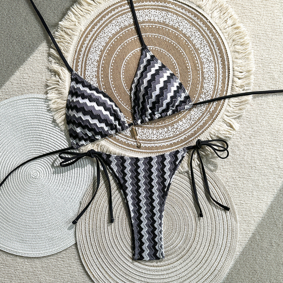 gradient striped bikini beach swimwear for women