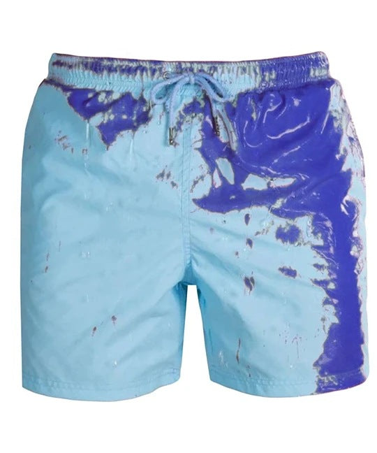 Water Changing Beach Pants Men's Quick Dry Large Size Swimming Pants Warm Color Changing Shorts Men's Swimming Pants