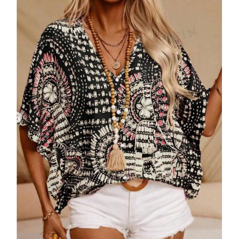 Casual Shirt V-Neck Printed for Vacation
